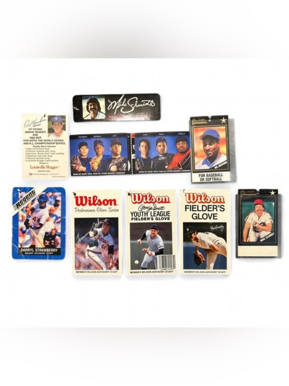 Vintage Baseball Glove Hang Tag Lot Bo Jackson Mike Schmidt Brett